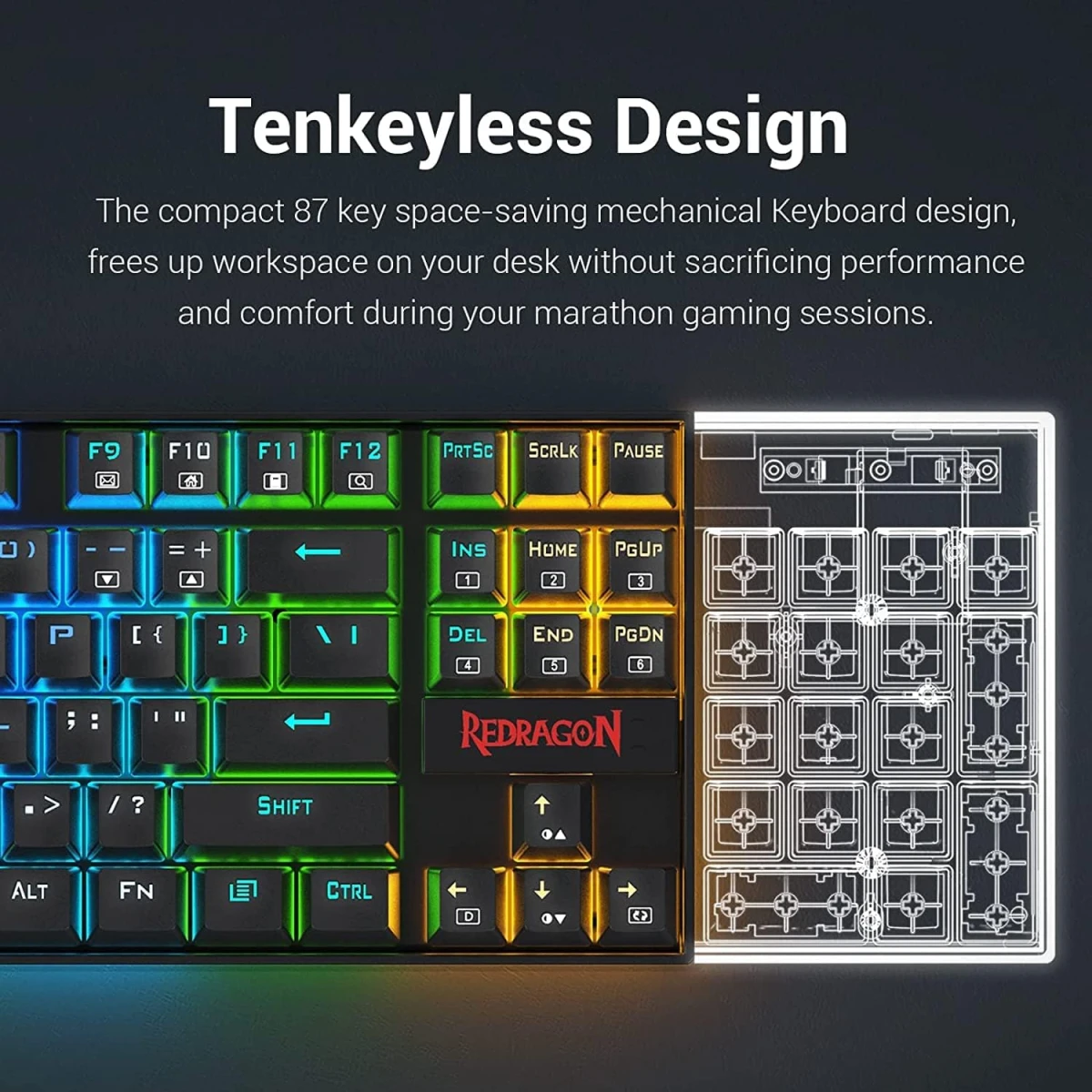 REDRAGON K552RGB-BA GAMING 2 IN 1 COMBO Wired Mechanical RGB LED Backlit 60% Keyboard & 7200 DPI Mouse