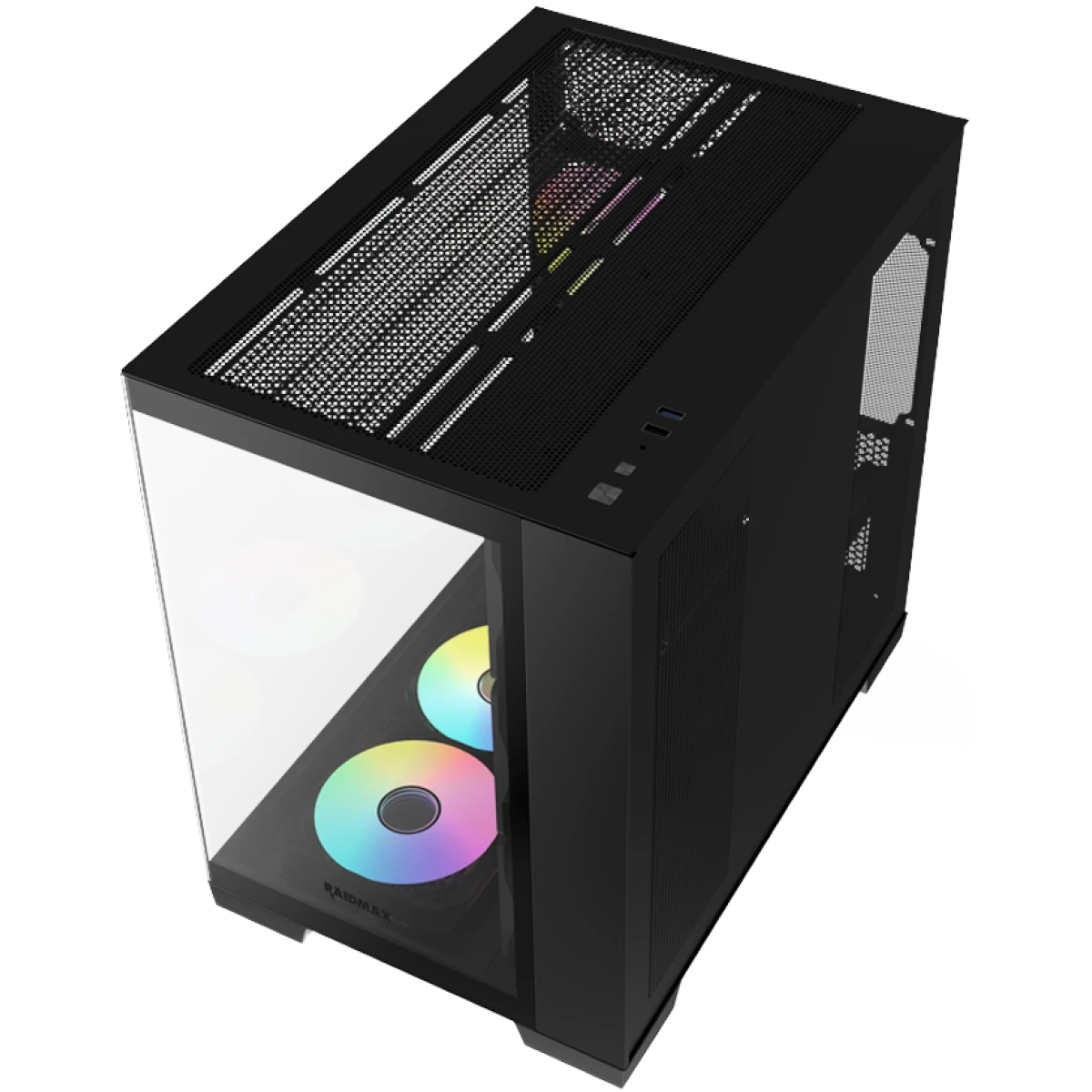 Raidmax Infinita Series I610TBS Dual Chamber ATX 2 Side Tempered Glass Support Back Conect Design 7x 120mm RGB Fan Preinstalled Supports Up to 400mm GPU - Black