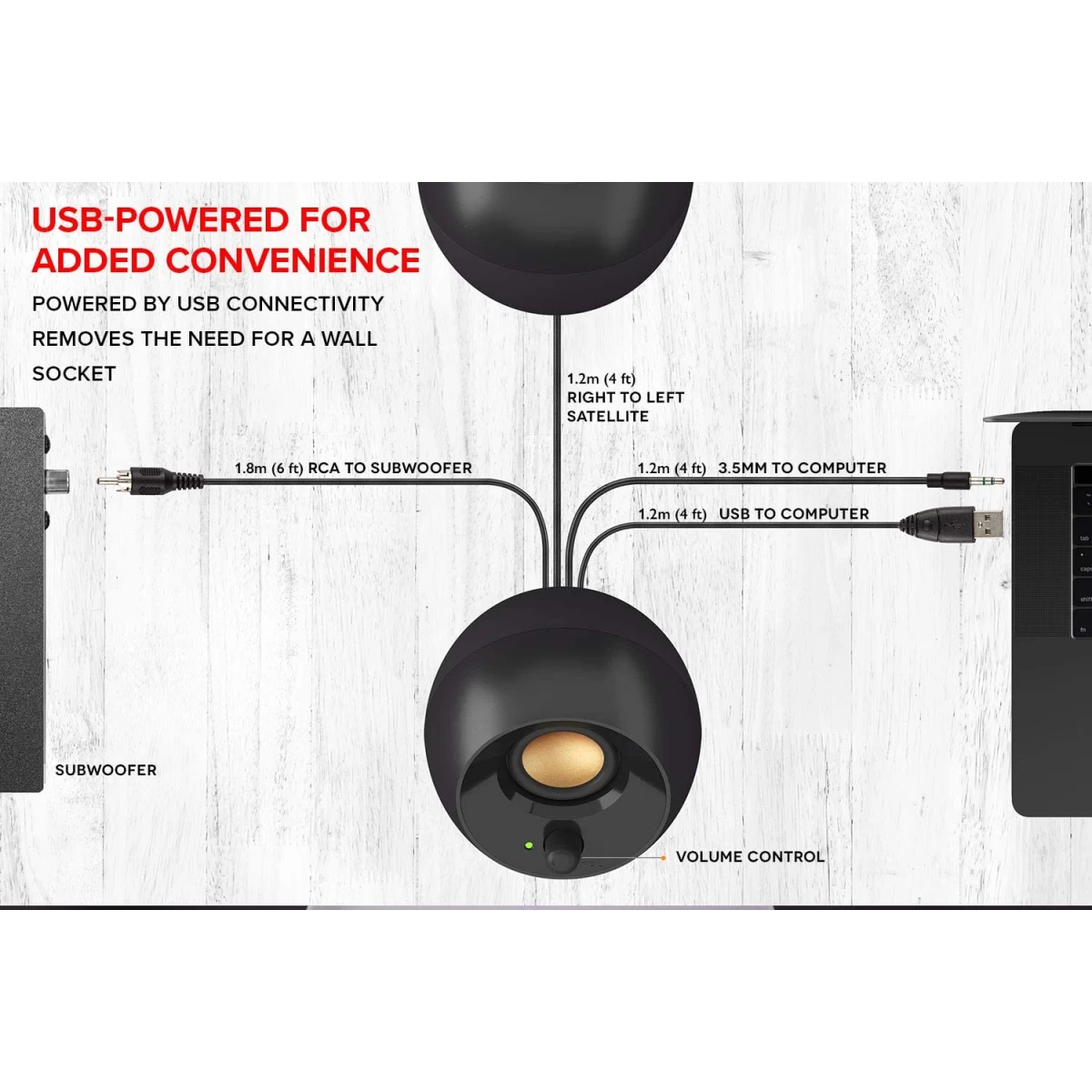Creative Pebble Plus 2.1 USB Powered Desktop Speakers Far Field Drivers