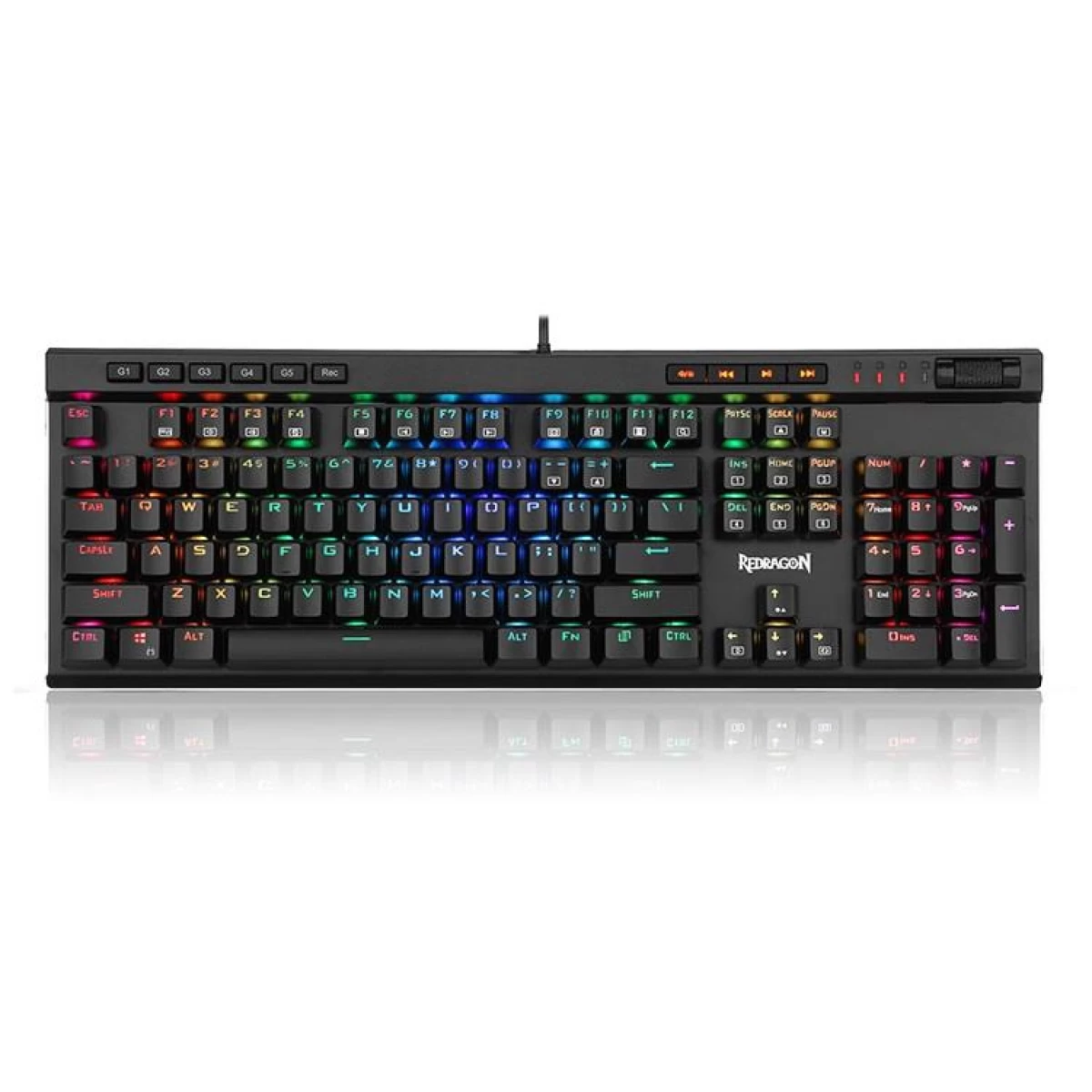 Redragon K580 VATA RGB LED Backlit Mechanical w/ Macro Keys & Dedicated Media Controls Onboard Macro Recording