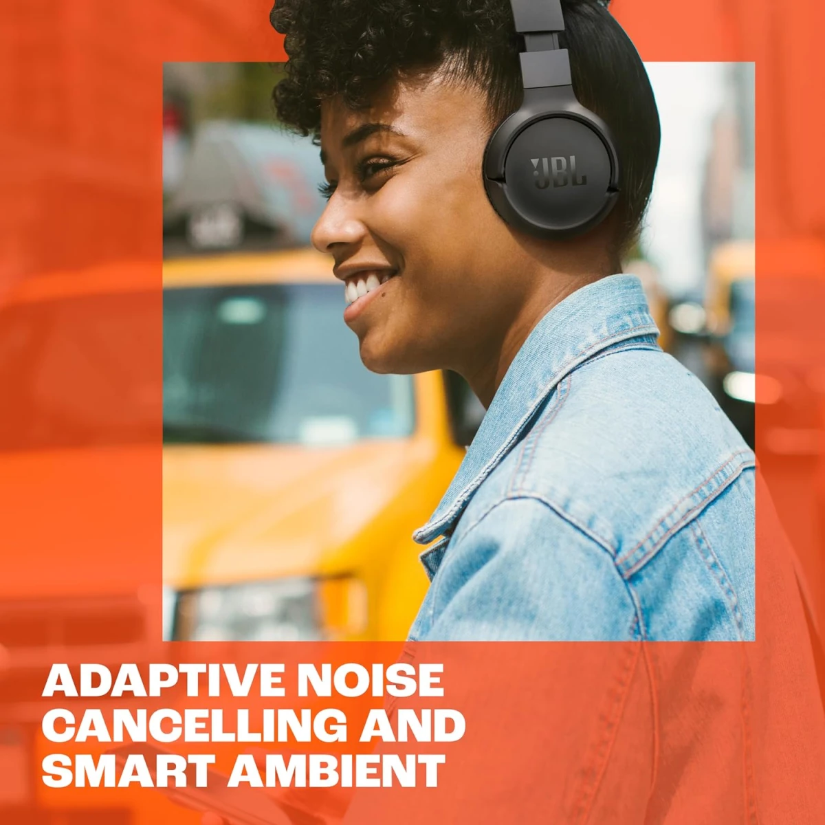 JBL Tune 670NC Adaptive Noise Cancelling with Smart Ambient Wireless Up to 70H Battery Life Speed Charge Lightweight Comfortable & Foldable - Black