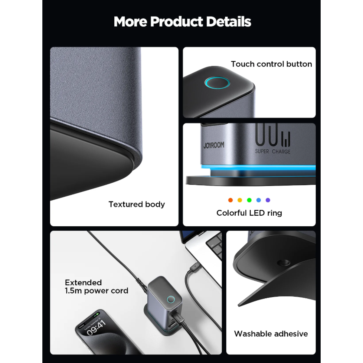 JOYROOM JR-TCM02 65W Multi-port Charger latest GaN chip, ensures stable charging with less heat, over-voltage protection