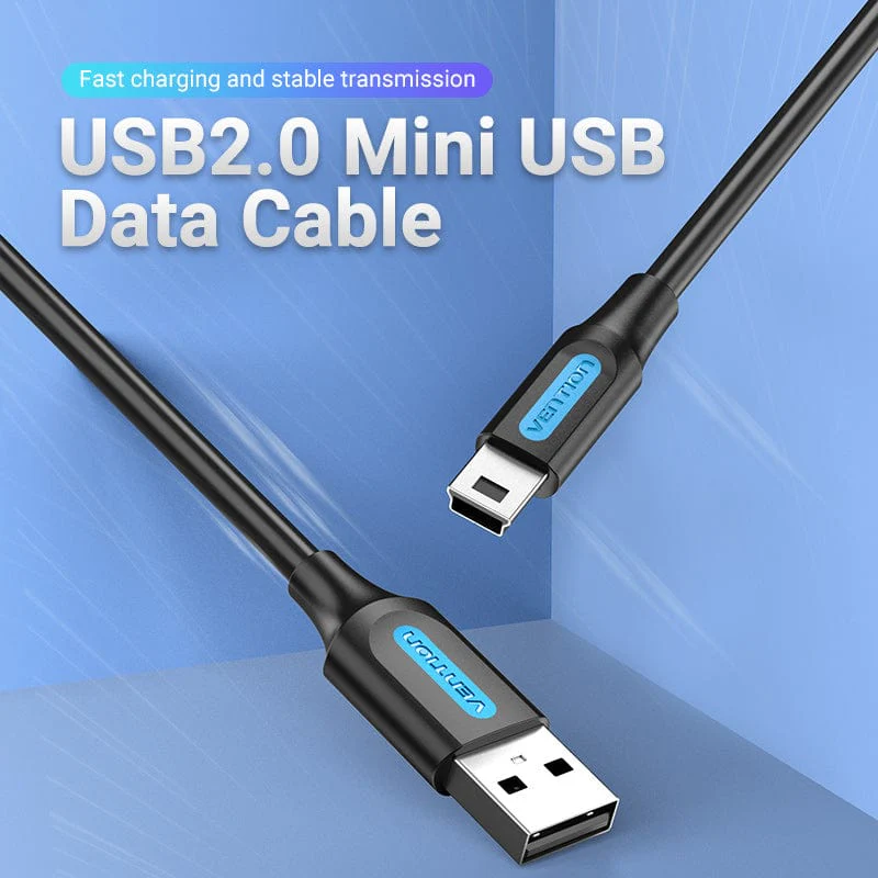 Vention Mini USB Cable Fast Charging USB to Mini USB Data Cable for Digital Camera HDD MP3 MP4 Player DVR GPS Mini USB 2.0 Cable 0.5M