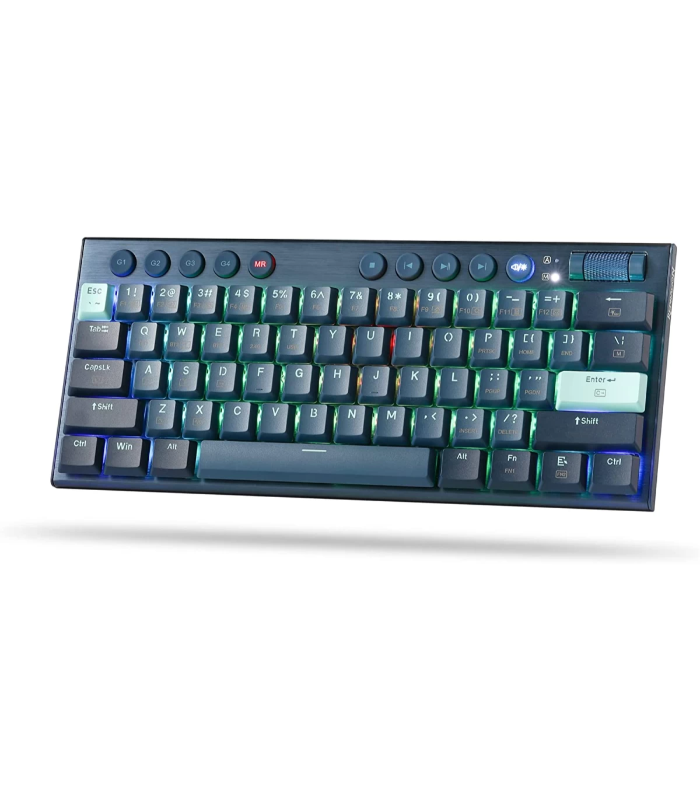 Redragon K632 Blue PRO 60% 3-Mode Connection RGB Mechanical Ultra-Thin Low Profile w/No-Lag Connection Dedicated Media Control - Red Switch