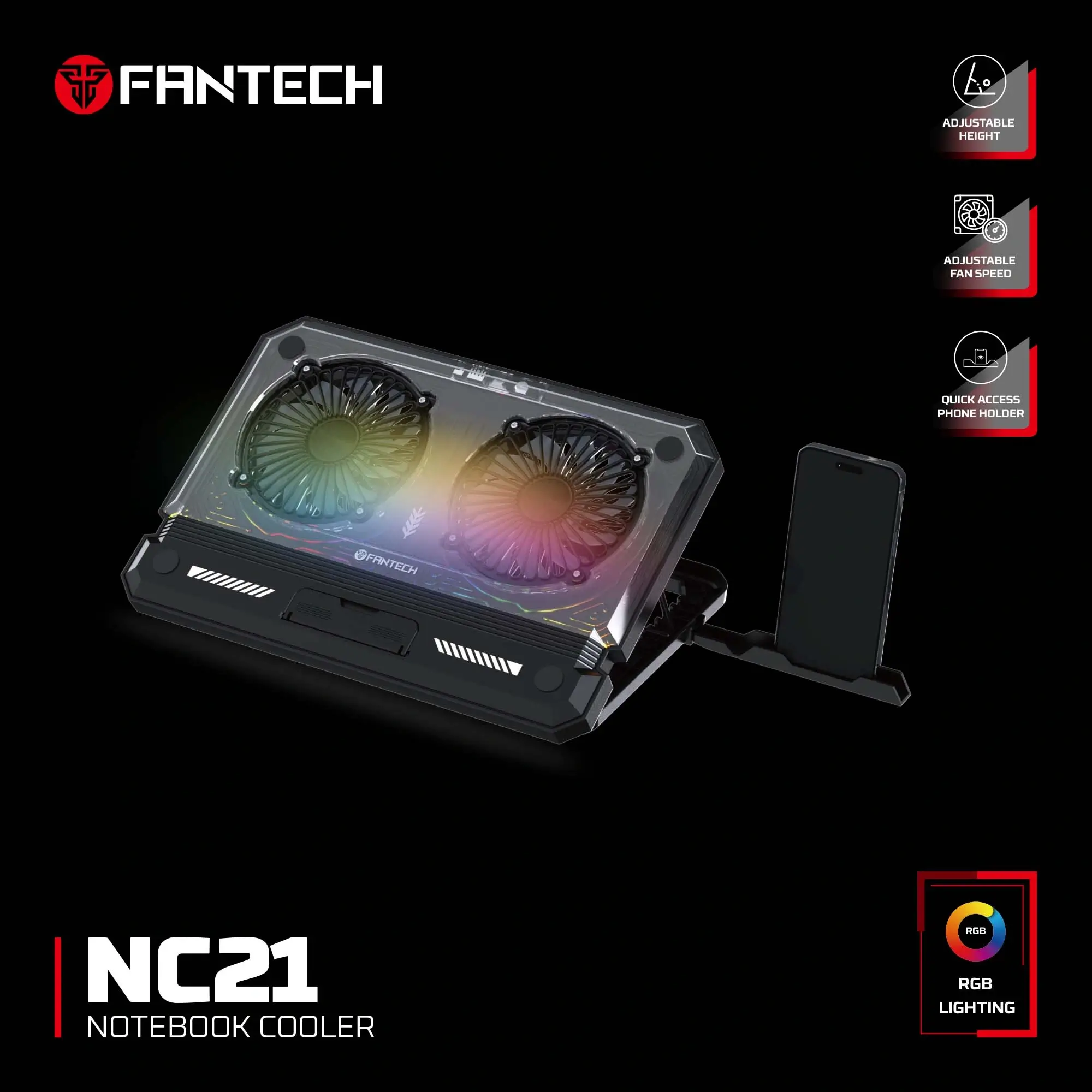 FANTECH NC21 RGB NOTEBOOK COOLER LAPTOP COOLING PAD