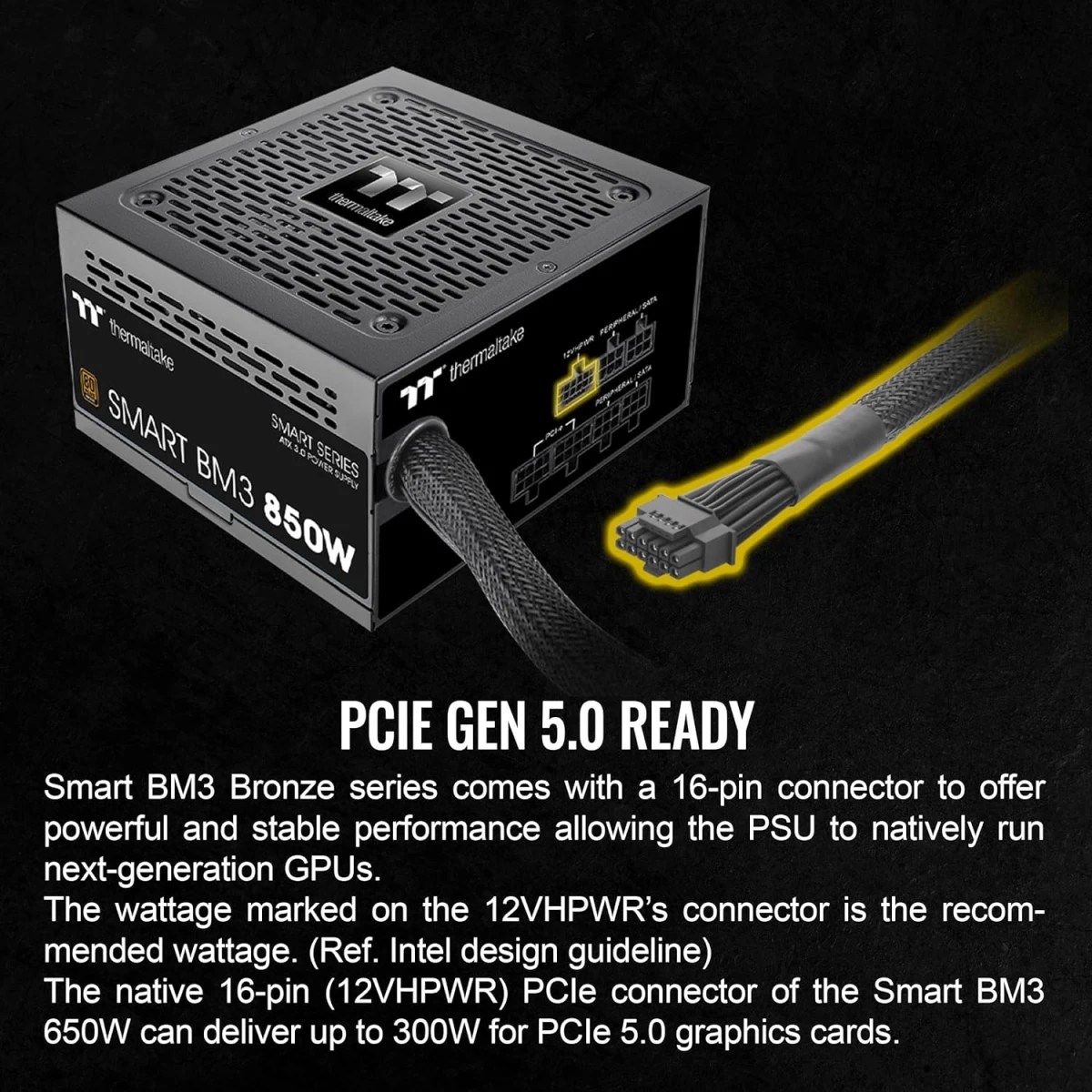 Thermaltake Smart BM3 850W 80Plus Bronze ATX 3.0 & PCIE 5.0 Ready Semi-Modular Power Supply - Black