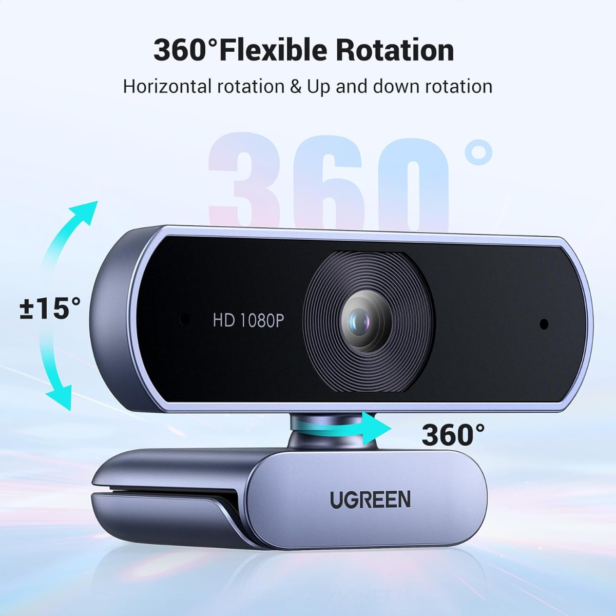 UGREEN 1080P Webcam with Microphone, Full HD USB Web Camera, 85° FOV, Noise-Canceling, Plug and Play, Auto Light Correction, Video Webcam for Streaming/Conferencing, Zoom/Skype/YouTube, Switch 2