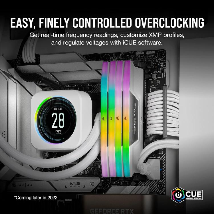 CORSAIR VENGEANCE RGB DDR5 RAM 32GB (2x16GB) 6000MHz CL36-44-44-96 1.35V Intel XMP 3.0 Desktop Computer Memory - White