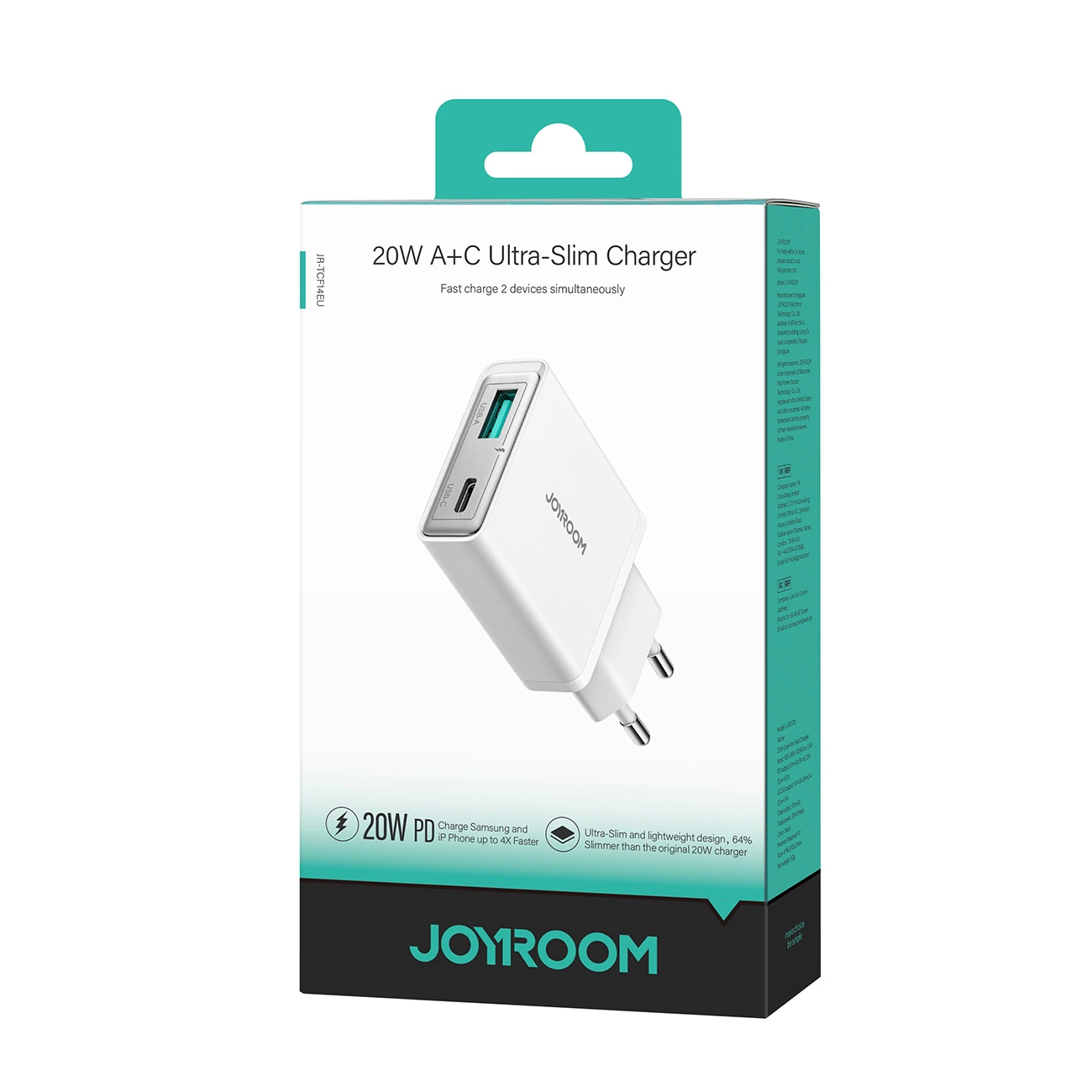 JOYROOM JR-TCF14EU Adaptor Charger Usb+Type-C 20W White