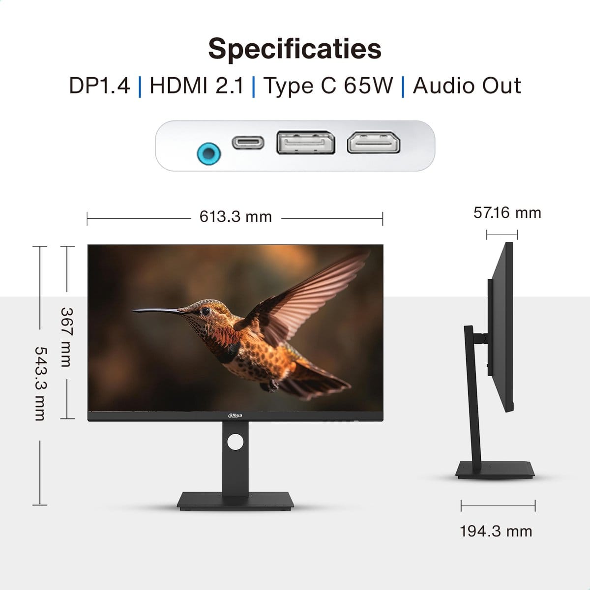 Dahua LM27-P301A 27" IPS QHD 2K 75Hz OD 5 ms Adjustable Stand w/ 1x HDMI, 1x DisplayPort - Black hover