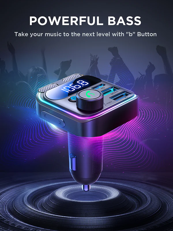 JOYROOM JR-CCB01 48W Dual-Mic Car Wireless FM Transmitter