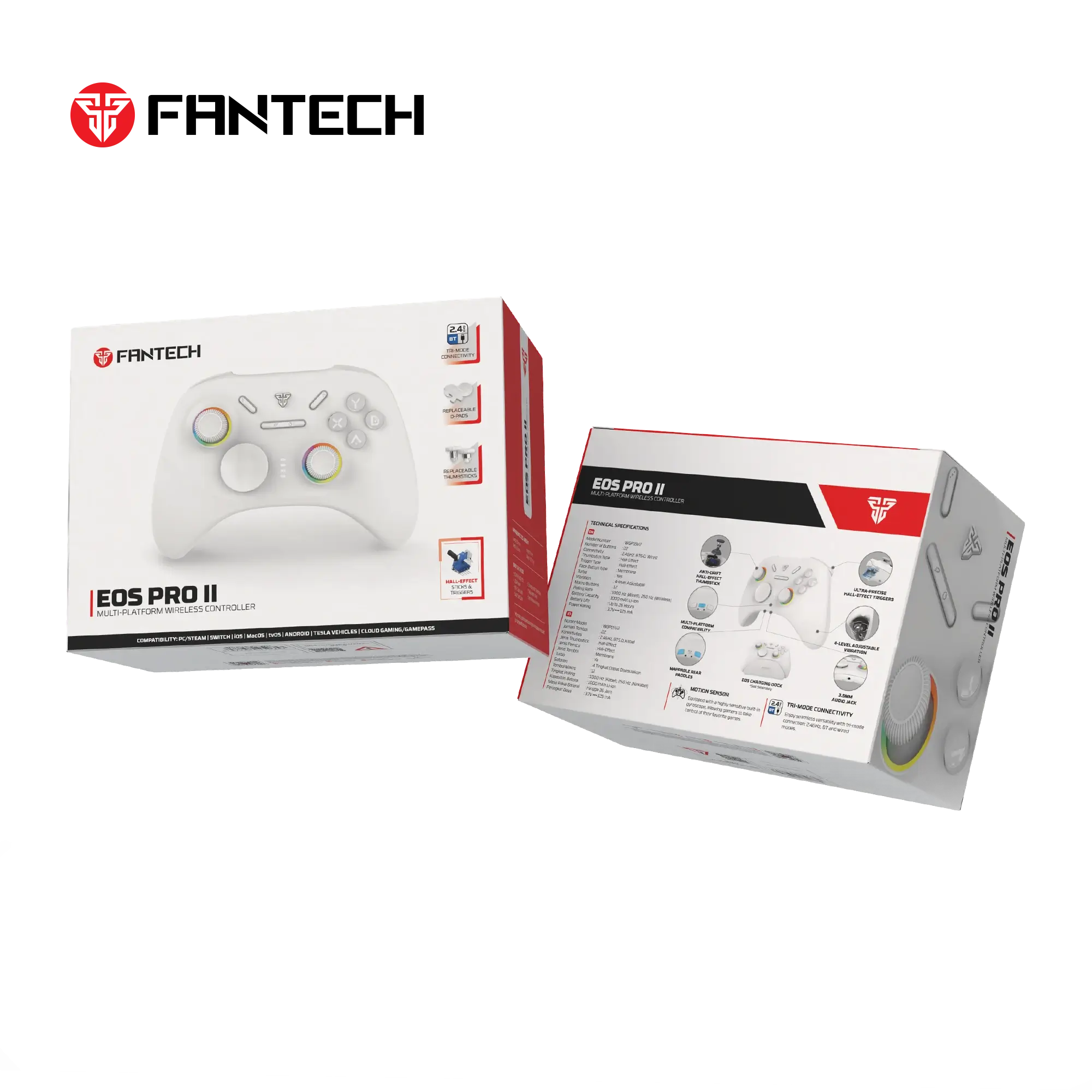 FANTECH EOS PRO II WGP15 V2 MULTI-PLATFORM WIRELESS 2.4GHz BT 5.0 GAMEPAD WHITE