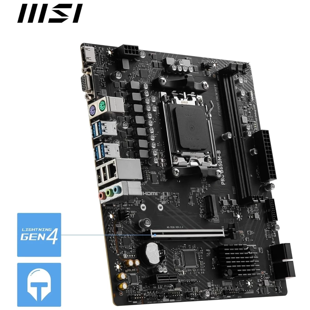 MSI PRO B650M-B AMD AM5 B650 DDR5 Micro-ATX Supports AMD Ryzen 7000 Series Processors PCIe 4.0 x16 1x M.2 Gen4 2.5G LAN