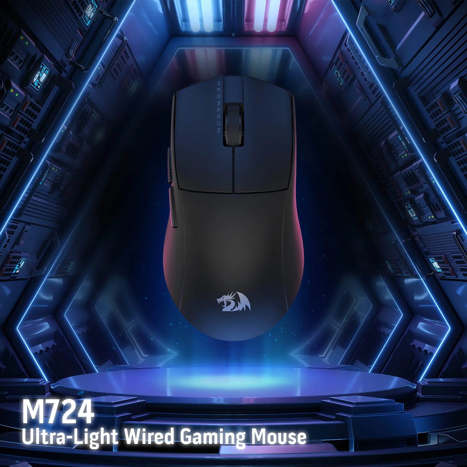 Redragon M724 Wired Gaming Mouse, 42G Ultra-Light 12,400 Max DPI Optical Gaming Mouse with 5 Programmable Buttons, Ergonomic Natural Grip Build, Software Supports DIY Keybinds & DPI, Black