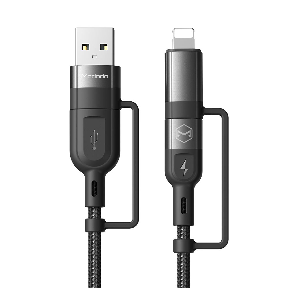 MCDODO CA8070 4 IN 1 Multifunction PD FAST CHARGE DATA CABLE 1.2M (BLACK)