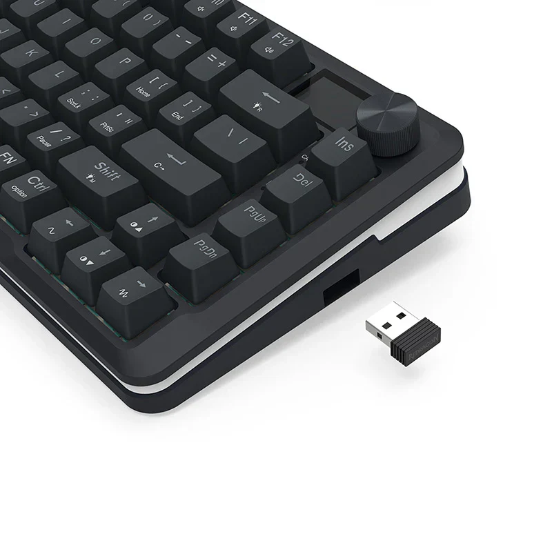 Redragon K708 Pro Wireless Mechanical Keyboard, Gasket RGB Gaming Keyboard with 81 Programmable Custom Keys, 3-Modes Wireless Keyboard with Hot-Swap Pre-Lubed Leopard L Switch, Screen & Knob, Black