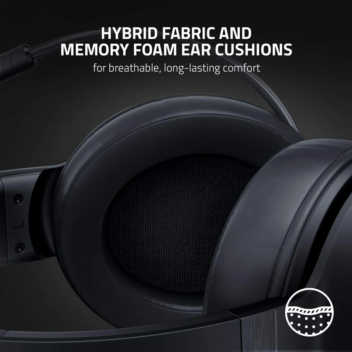 Razer Kraken V3 X Wired USB 7.1 Surround Sound Lightweight Build Triforce 40mm Drivers HyperClear Cardioid Mic Chroma RGB Lighting - Black