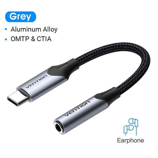 Vention Type C to 3.5 Jack Earphone USB-C Type C to 3.5mm Headphone AUX Adapter Audio Cable for Huawei P40 P30 Pro Xiaomi 10 9