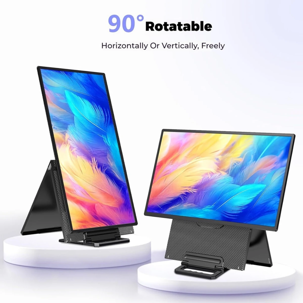 V2COM D1 24” IPS Full HD Portable 100Hz Lightweight & Portable Low Power 20W Adjustable Stand USB C & Mini HDMI Support for MAC, Windows, Android, Linux, Chrome w/ Speakers