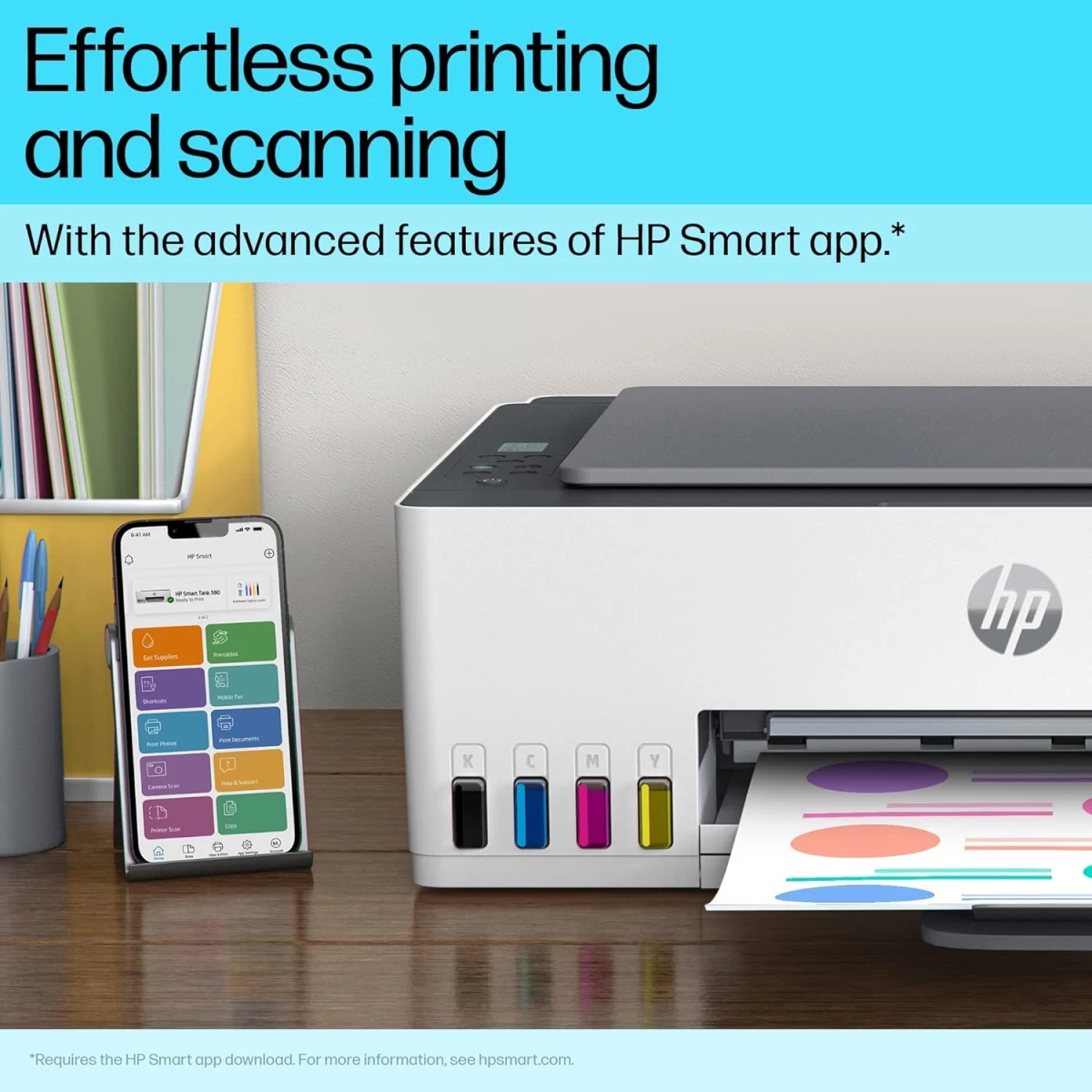HP Smart Tank 580 All-in-One Wireless Ink Tank Colour ( up to 12000 Black & 6000 Colour) w/ 1 Extra Black Ink Bottle