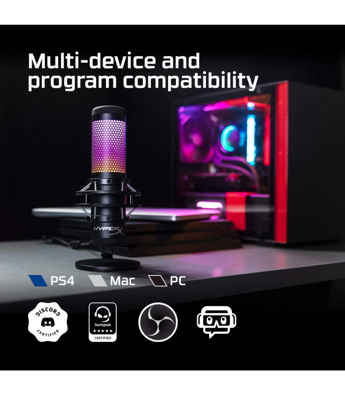 HP HyperX QuadCast S RGB USB Condenser Microphone for PC, PS4, PS5 and Mac