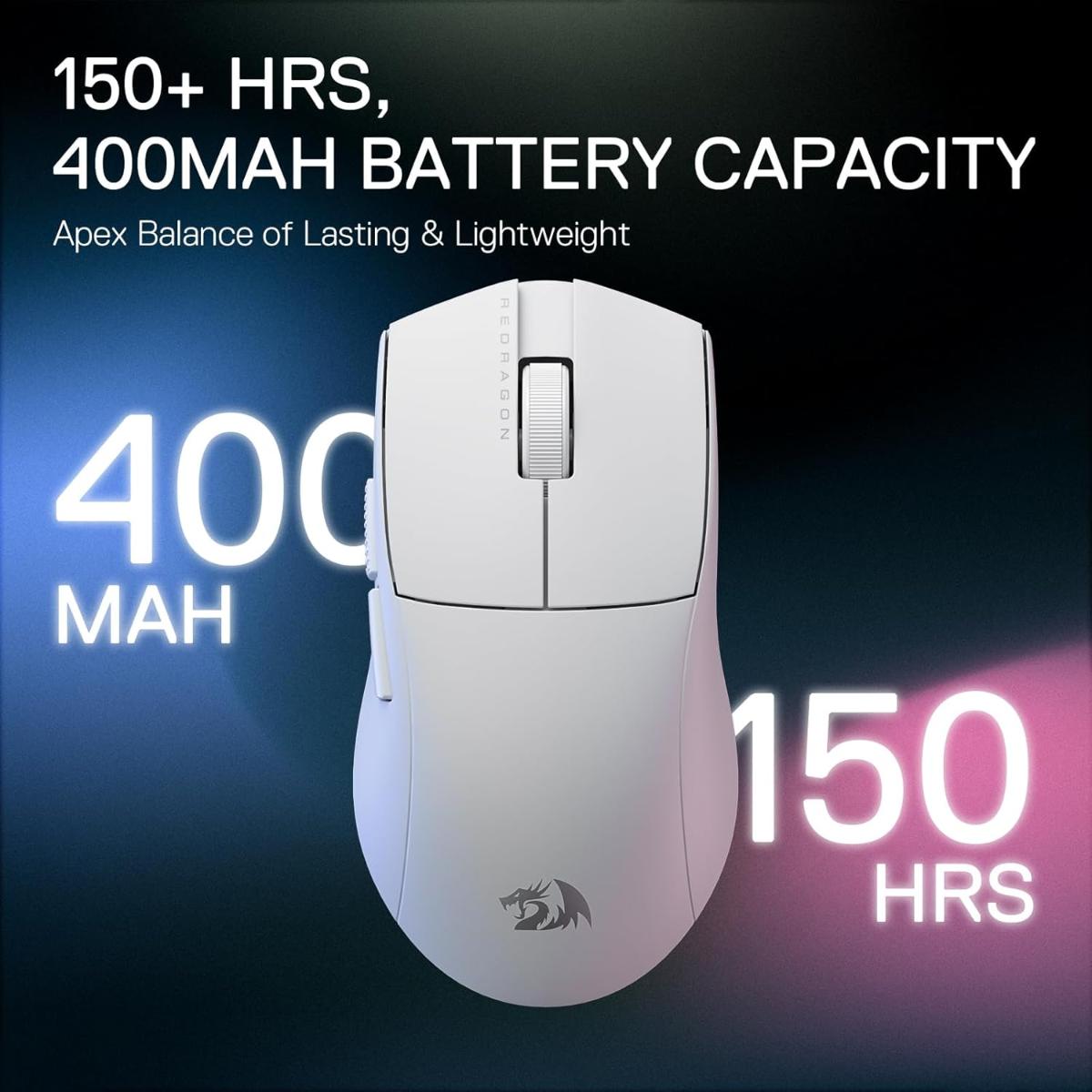 Redragon M916 PRO 3-Mode Wireless Gaming Mouse, Hype-Speed 4K Polling Rate, 49G Ultra-Light 26K DPI Mouse w/Ergonomic Natural Grip Build, Redefinable Macro Buttons, Software Supported