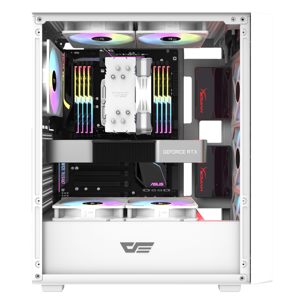 DarkFlash DK353 Mini M-ATX High Quality Mesh Atx Tower Gaming Computer Cases Towers With Tempered Glass Office Computer Casing - White