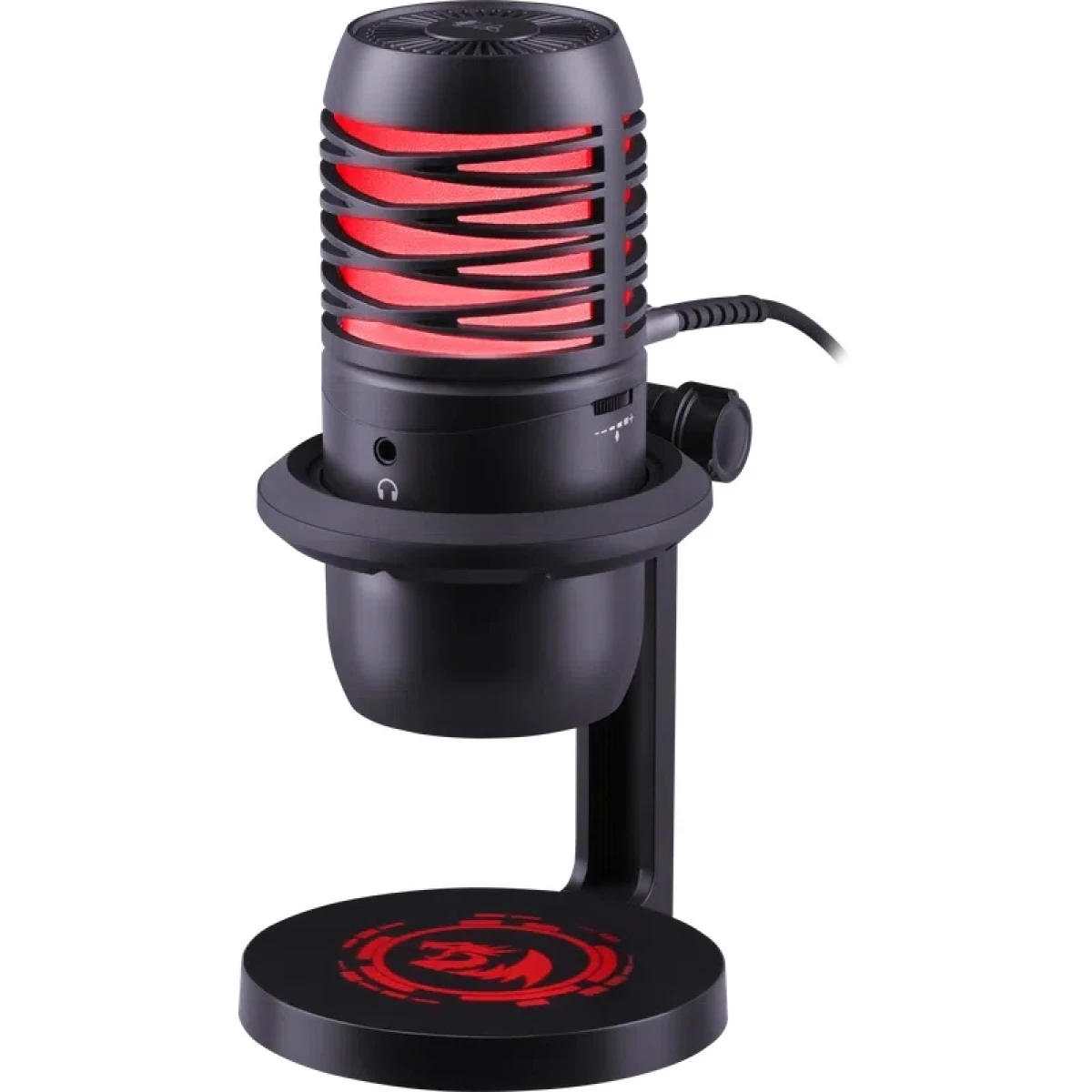 Redragon Nebula GM211 Gaming Stream USB Microphone, Cardioid Polar Pattern, Adjustable Tripod & Shock Mount, 192kHz/24-Bit, RGB Lighting, Volume Control & Mute Button, Black