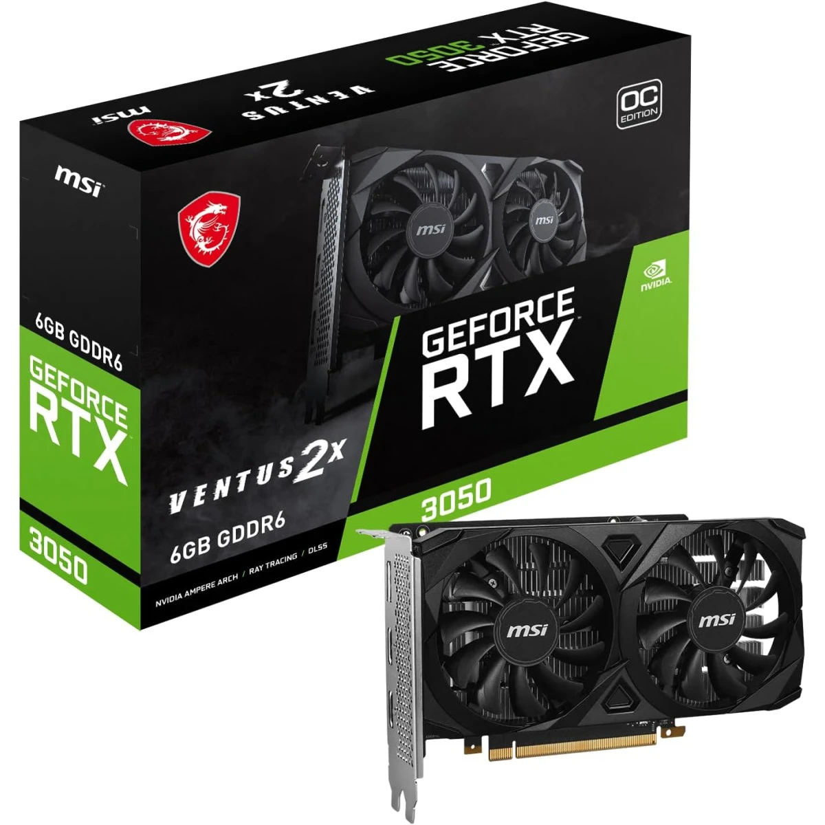 MSI VENTUS 2X Gaming GeForce RTX 3050 6GB GDRR6 OC Edition Twin Fans PCI Express 4.0 Graphics Card