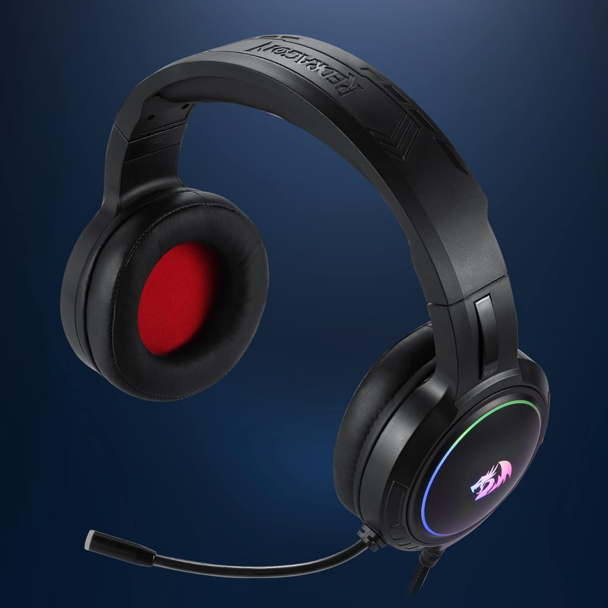 Redragon H270 RGB Gaming Headset with Microphone, Wired, Compatible with Xbox One, Nintendo Switch, PS4, PS5, PC, Laptops and Nintendo Switch (Black)