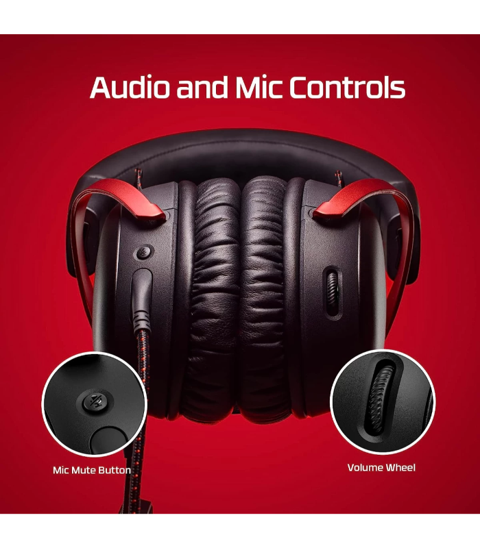 HyperX Cloud III Wired Angled 53mm Drivers DTS Memory Foam Durable Frame Ultra-Clear 10mm Mic USB-C & USB-A 3.5mm For PC, PS5, Xbox Series X|S - Red