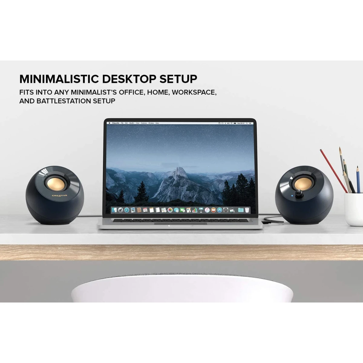 Creative Pebble V2 Minimalistic USB-C & 3.5 mm AUX-in Up to 8W RMS Power w/ USB Type-A Adapter