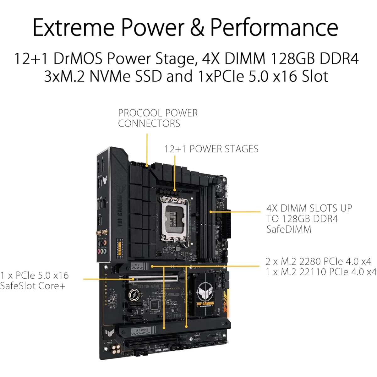 ASUS TUF GAMING B760-PLUS WIFI DDR5 Intel B760 LGA 1700 ATX PCIe 5.0 3x PCIe 4.0 M.2 2.5Gb Ethernet USB 3.2 Gen 2x2 Type-C