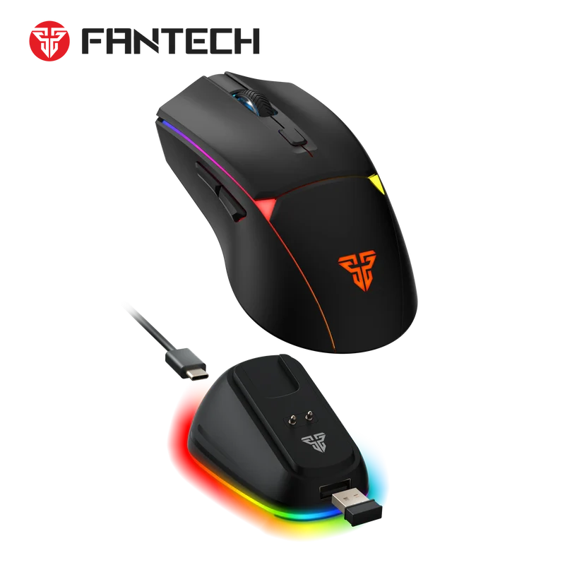 Fantech WG7V2RD CRYPTO II Wireless Gaming Mouse, Up to 70 Hours Playtime, ideal for precise control and fast reactions - Black