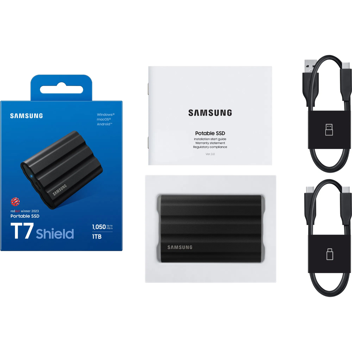 SAMSUNG T7 Shield Portable SSD USB 3.2 1TB IP65 Rating For water & Dust Resistance For PC / Mac / Android / Gaming Consoles