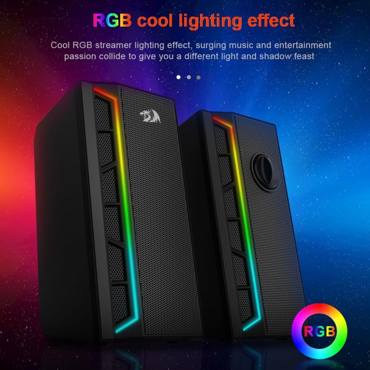 Redragon GS580 Calliope RGB Desktop PC Speakers,2.0 Channel Enhanced Sound and Volume Control with 3.5mm Cable-Black