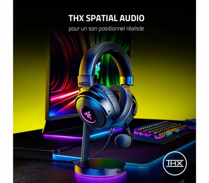 Razer Kraken V3 HyperSense Wired USB Haptic Technology Triforce Titanium 50mm Drivers Detachable Mic - Black
