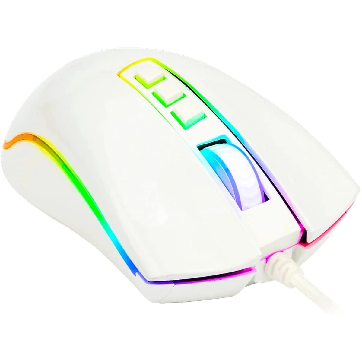 Redragon M711 COBRA Gaming Mouse with 16.8 Million RGB Color Backlit, 10,000 DPI Adjustable, Comfortable Grip, 7 Programmable Buttons - White