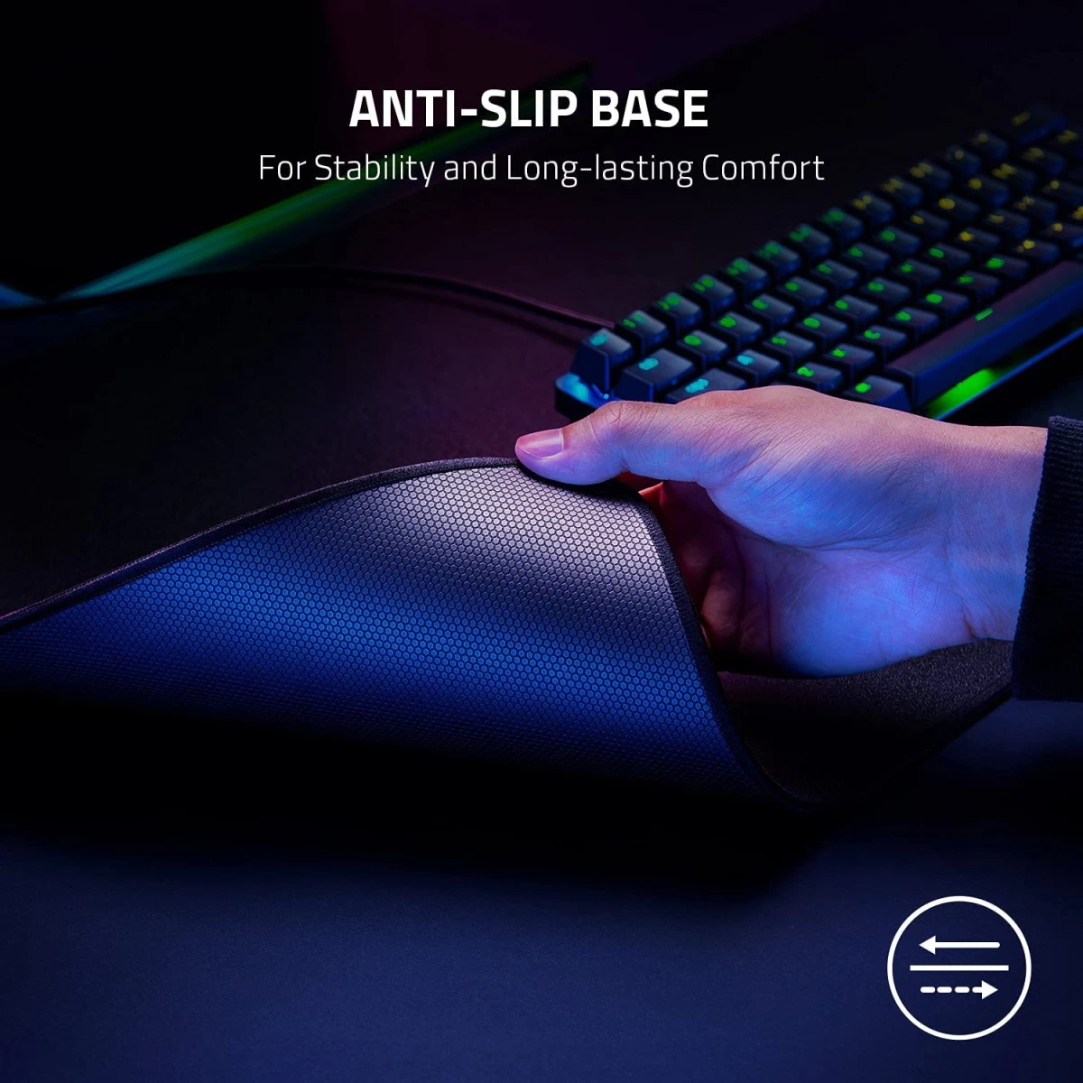 Razer Strider Hybrid Mouse Mat a Soft Base & Smooth Glide Anti-Fraying Stitched Edges - XXL
