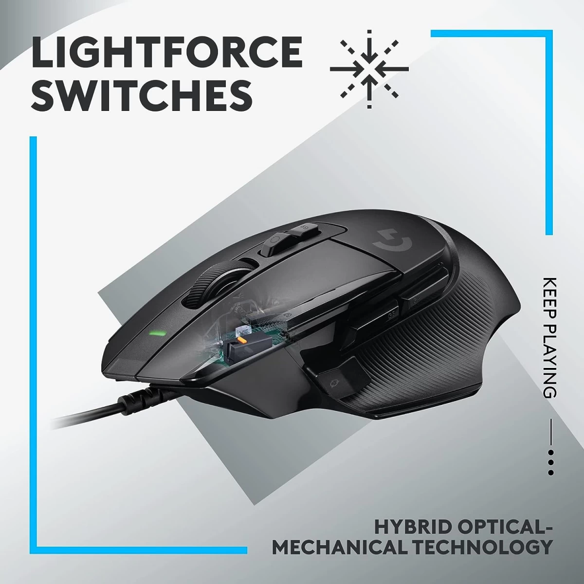 Logitech NEW G502 X HERO 25K Sensor Wired LIGHTFORCE Hybrid Optical-Mechanical Primary Switches For PC macOS & Windows , Black