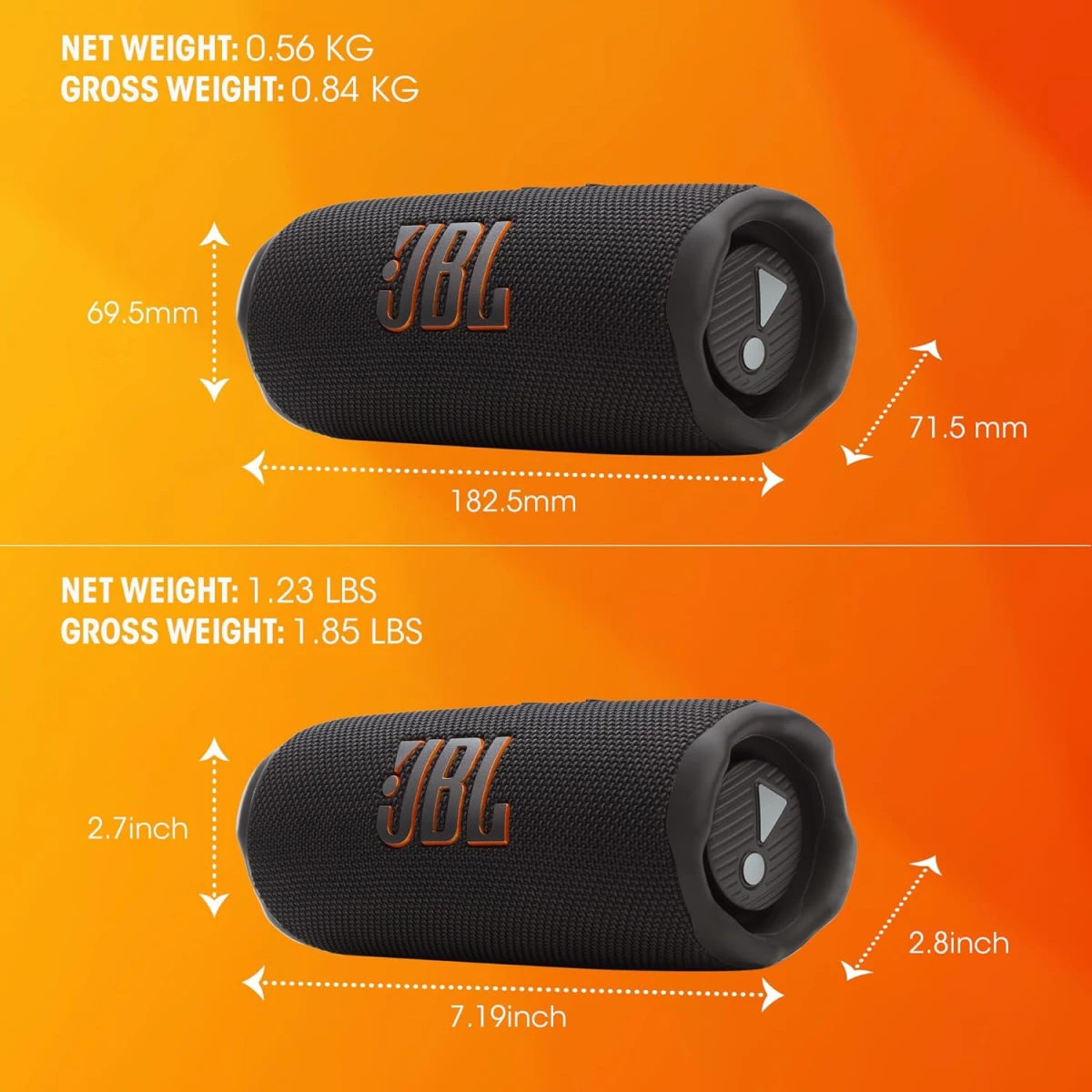 JBL Flip 7 Portable Bluetooth 5.4 Speaker, 25 W RMS for Woofer, 10 W RMS for Tweeter, Lossless Audio Playback, Waterproof, Dustproof, & Drop-Proof 16Hrs of Playtime , Black