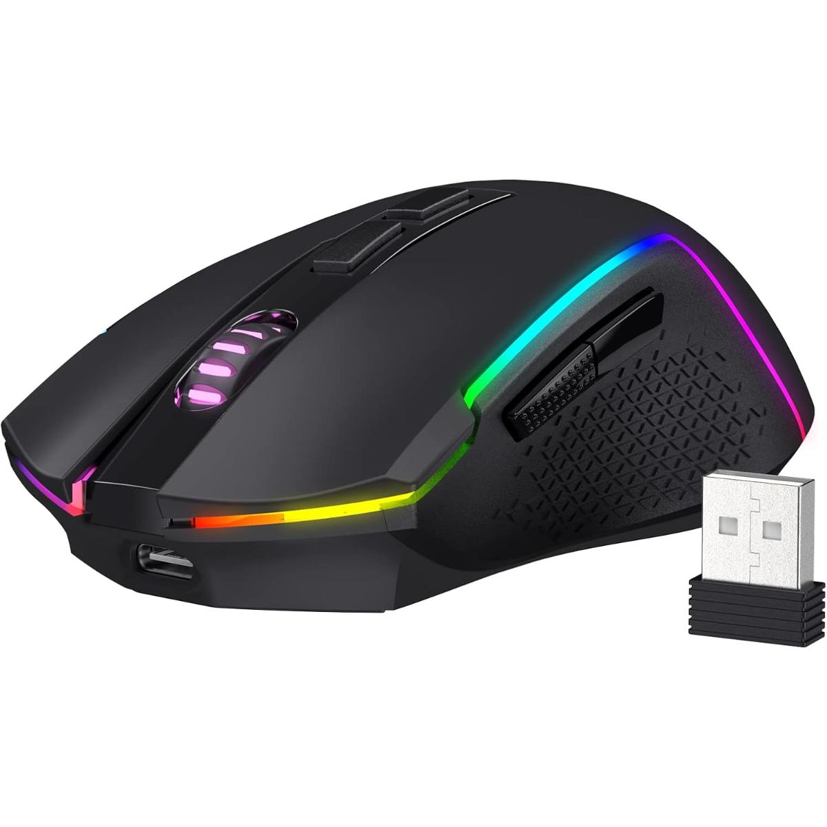 Redragon M693 Wireless Gaming Mouse, 8000 DPI Mice w/ 3-Mode Connection, BT & 2.4G Wireless, 7 Macro Buttons, Reliable Power Capacity for PC/Mac/Laptop