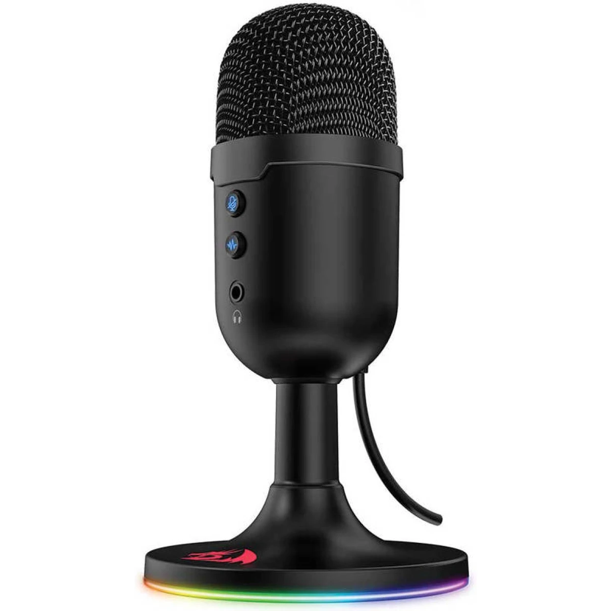 Redragon GM303 Pulsar Streaming Microphone, Omni-Directional (360° Radio Reception), Volume Mute & Noise Cancelling Control, USB Plug Cable, 1.8m Cable Length - Black