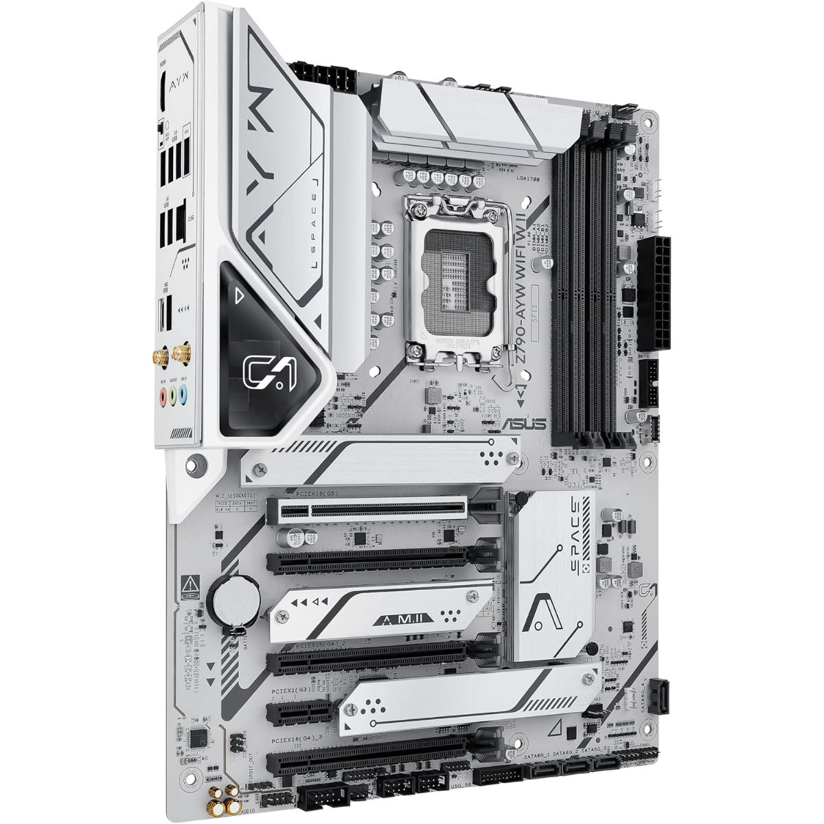 ASUS Z790-AYW WiFi W II Intel Z790 (LGA 1700) ATX Motherboard with PCIe® 5.0, 3X M.2, 12+1 DrMOS, DDR5, WiFi 6, 2.5Gb LAN, HDMI, USB 10Gbps Type-C®, USB 10Gbps Type-C®, Thunderbolt™, USB4®, Aura Sync