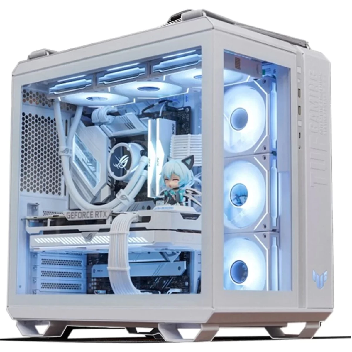 ASUS TUF GT502 Plus Dual Chamber Design Independent Cooling Zones for The CPU & GPU w/ Pre-installed 4 ARGB Fans - White