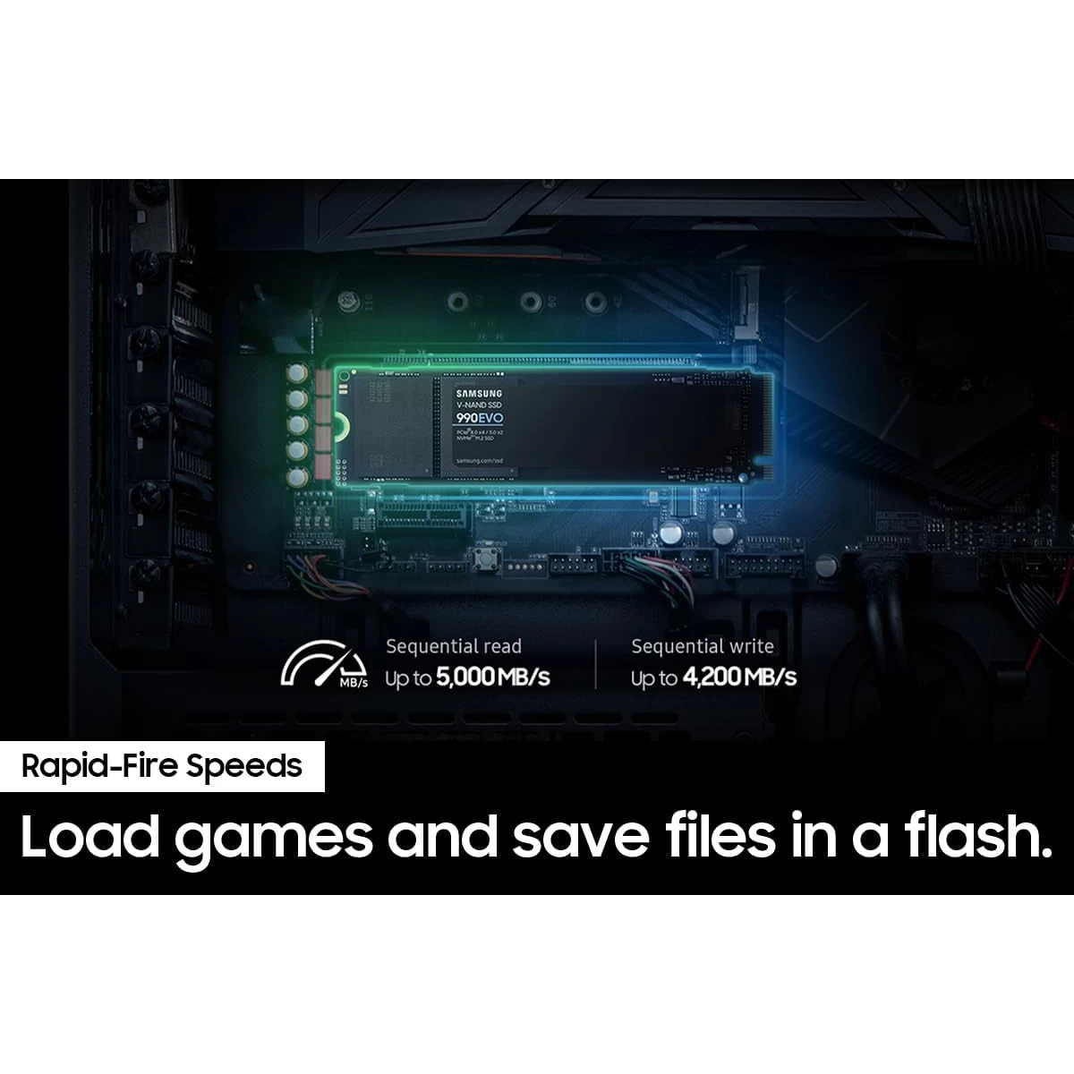 SAMSUNG SSD 990 EVO 1TB PCIe 5.0 M.2 2280 Seq Read Speeds Up-to 5,000MB/s w/ Power Efficienc & Smart Thermal Control