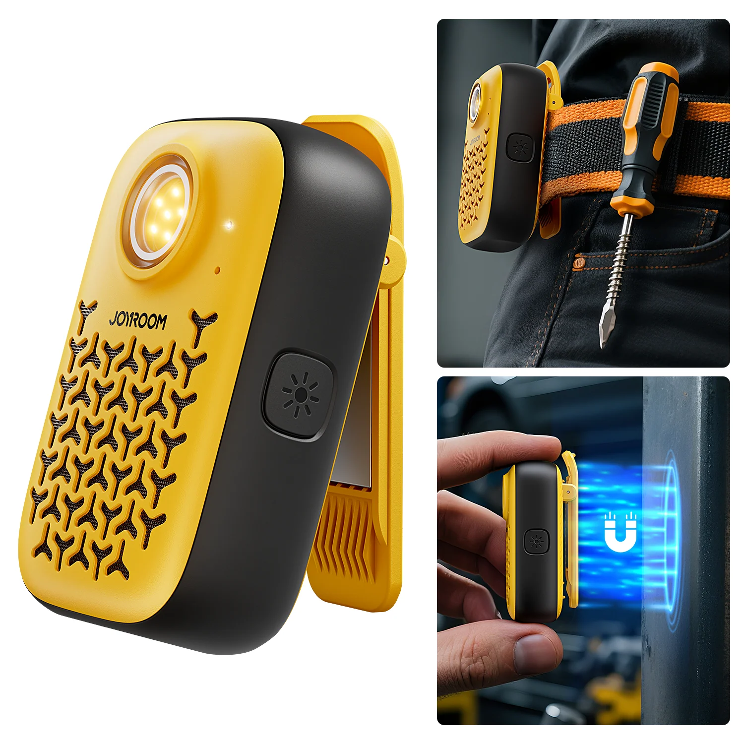 JOYROOM Wearable Bluetooth Speakers, Clip-On Wireless IP67 Waterproof Small Portable Magnetic Speaker with Light, Clean Sound/Bluetooth 5.4/ENC Built-in Mic/Lightweight Speaker for Outdoor/Work
