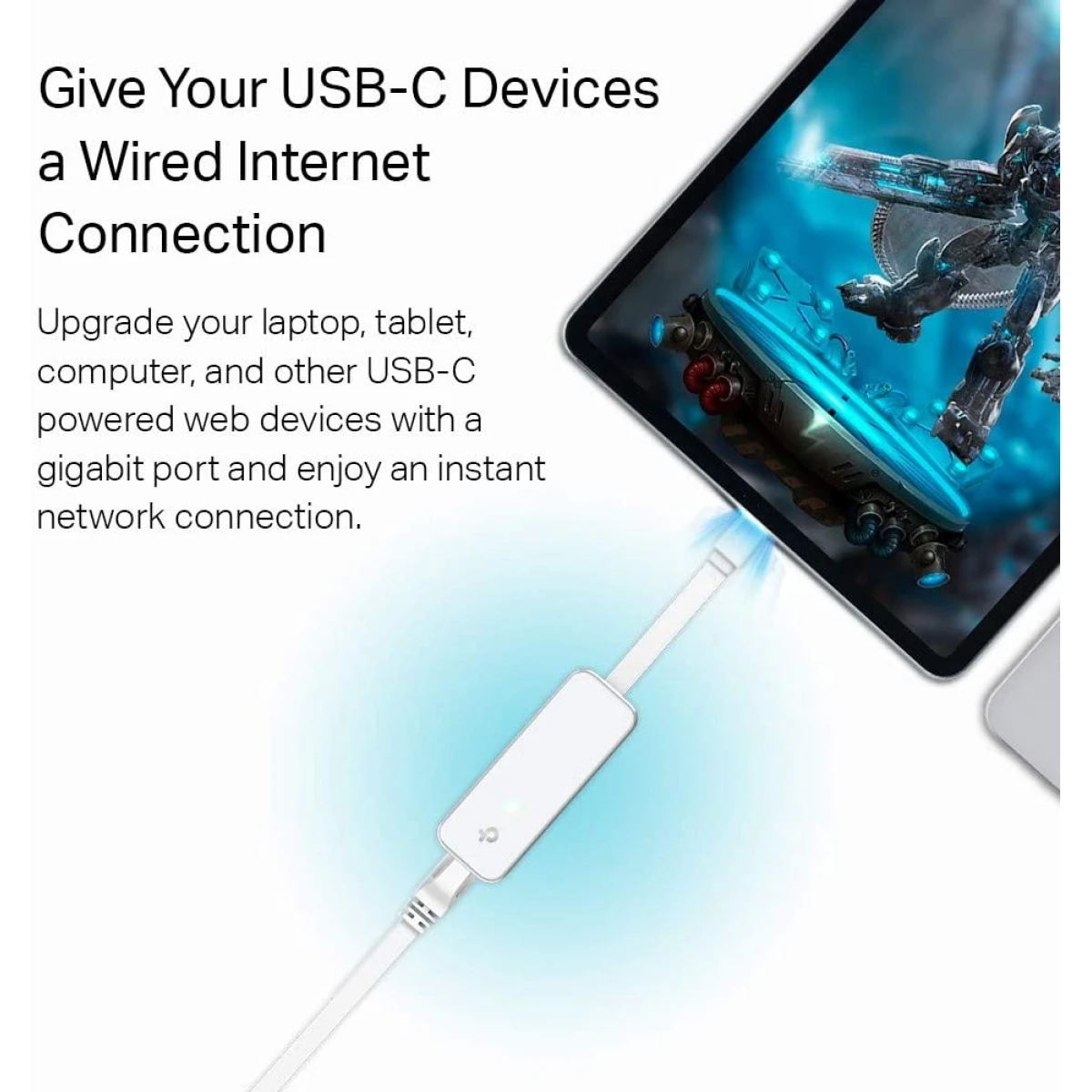 TP-Link UE300C USB C To Ethernet Adapter Gigabit Ethernet - White