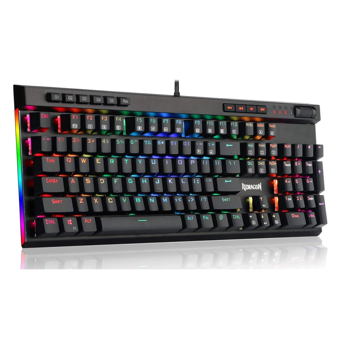 Redragon K580 VATA RGB LED Backlit Mechanical w/ Macro Keys & Dedicated Media Controls Onboard Macro Recording