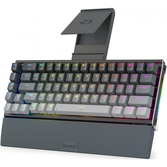 Redragon K641G PRO 65% Aluminum RGB Mechanical Keyboard, 3-Mode 68 Keys Compact Gaming Keyboard w/ 3.5mm Sound Absorbing Foams, Detachable Wrist Rest, Upgraded Hot-Swap Socket,RED SWITCH